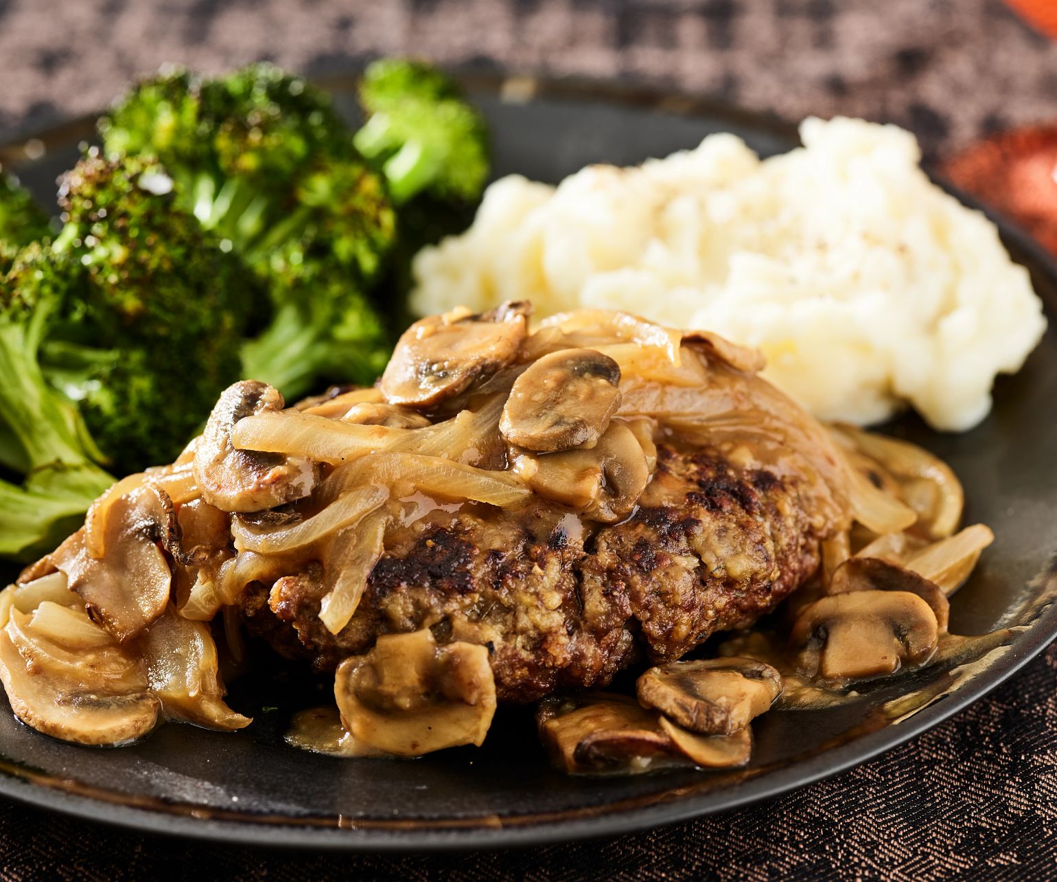 Chopped Steaks with Mushroom & Onion Gravy